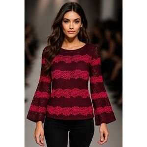 Banana Republic‎ Top Womens M Bell Sleeve Floral Party Lace Elegant Cami Lined